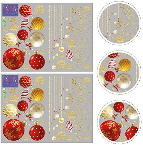 Bestoyard 2pcs natal decalques coloridos de bola adesiva decorativa Adornamento da parede Favora a decoração de natal