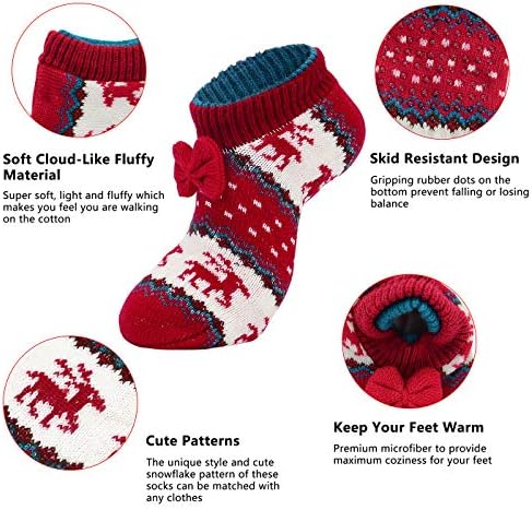 American Trends Slipper Meias com Grippers Fuzzy Socks for Women Non Slip Christmas Meias confortáveis