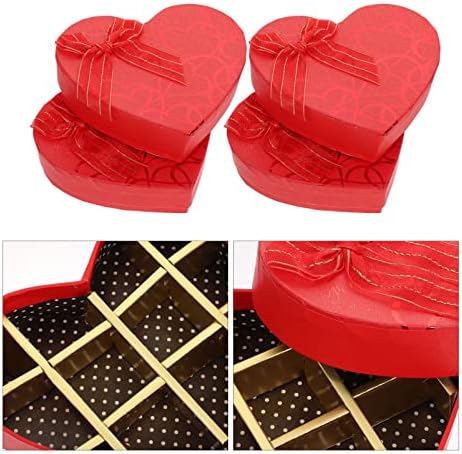 Caixas de presente em forma de coração do dia dos namorados, 4pcs de papelão vazio caixa de chocolate contêiner jóias de jóias de jóias de casamento de casamento de casamento
