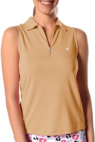 Aurgelmir feminina sem mangas tanques de golfe tamis T camisetas 1/4 zip