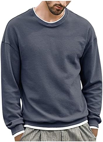 Suéter de pulôver masculino sólido de moda de moda redonda de manga comprida suéteres de malha de malha para