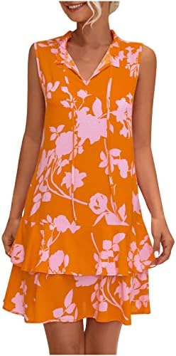 Vestidos de verão wpoumv para mulheres moda de manga curta V pescoço de vestido de vestido de praia floral vestido de praia flowy mini vestido