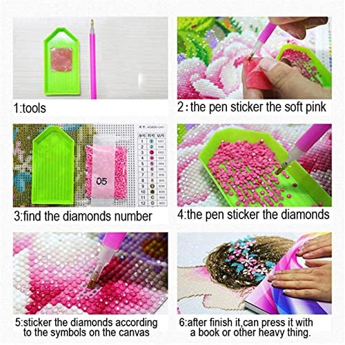 Grande pintura de diamante Rosa branca por kits de números, DIY 5D Diamond Diamond Square Flact