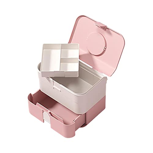 Almencla Caso de transportar bolsa de cosméticos Manicure de grande capacidade, acessórios Contêiner conveniente com manivela bolsa de armazenamento profissional de bolsa de unha, rosa