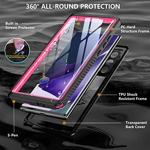 TEMDAN para Samsung Galaxy Note 20 Ultra Case à prova d'água, protetor de tela construído na tela 360 °