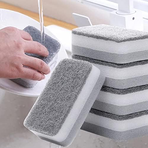 Quesheng de limpeza dupla face esponja esfregar panela prato tigela absorvente pratos de cozinha de varanda removendo pano de escova