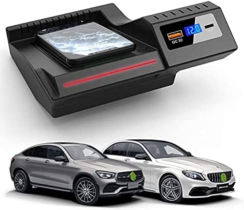 Carregador sem fio de carro para Mercedes-Benz C-Class GLC -2021 com QC3.0 USB e 18W PD PD 15W Telefone móvel rápido Coloque o painel de acessórios para iPhone11/xs/x/8, Samsung, Samsung