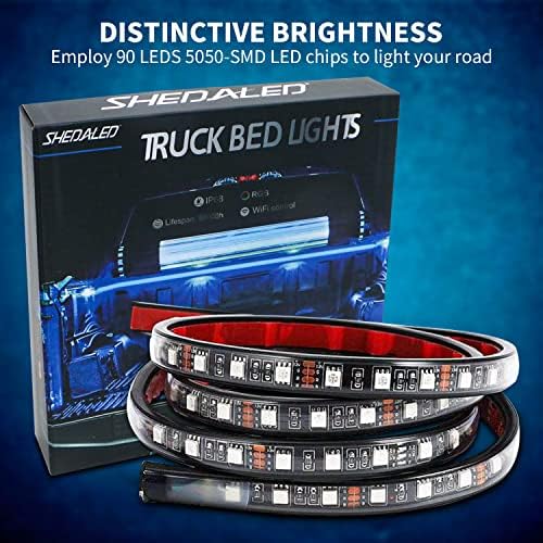 Luzes de cama de caminhão RGB de 2pcs de 2pcs com controle de aplicativo e controle remoto, 180 LEDs Luzes