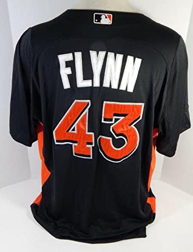 2012-13 Miami Marlins Brian Flynn 43 Game usou Black Jersey St BP 52 662 - Jogo usada MLB Jerseys