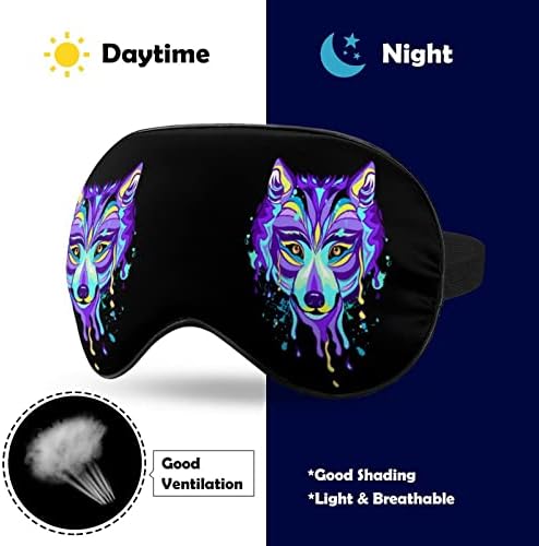 Máscara de lobo colorida máscara de sono Máscara de olhos oculares portáteis com cinta ajustável para homens mulheres