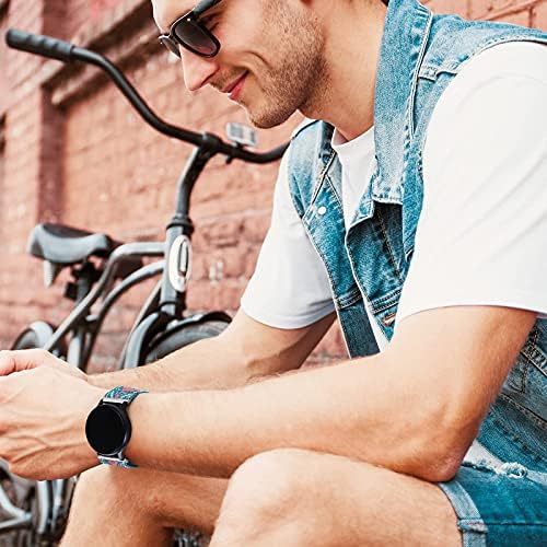 Mhunter Banda de relógio de elástico ajustável compatível com Samsung Galaxy Watch Active 2 Band 44mm 44mm/ Galaxy Relógio 4 40mm 44mm/ clássico 42mm 46mm, 20 mm de nylon Band para Galaxy Watch 3 41mm Greenarro