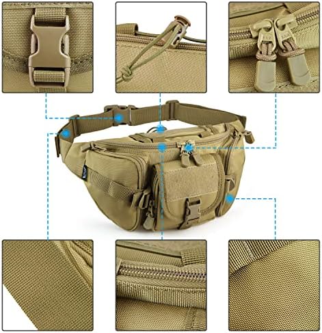Frtkk Tactical Fanny Pack Military Bag Pack com a bandeira dos EUA Patch utility Hip