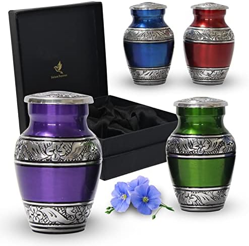 Pequenas urnas de lembrança - mini urnas coloridas para cinzas humanas conjunto de 4 - urnas artesanais - honre