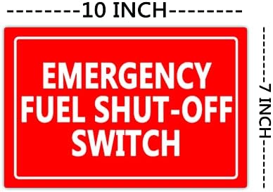 Adesivos de sinal de desligamento de combustível de emergência, sinal de aviso de auto-adesivo de 10x7 polegadas, 8 pcs por pacote