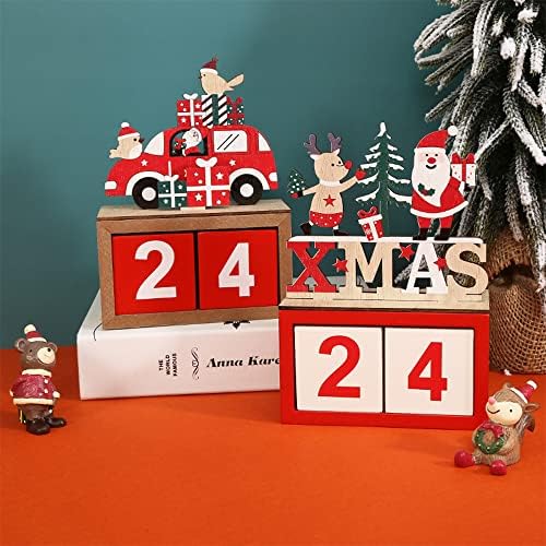 Blocos de contagem regressiva do calendário do advento de Natal com blocos de data de números para decoração de mesa de férias de Natal
