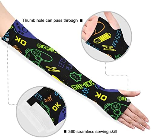 Mangas de braço de videogame de joysticks para cobrir os braços para homens Mangas de braço anti-deslizamento mangas UV para homens adultos Mulheres de bicicleta Ciclo de golfe