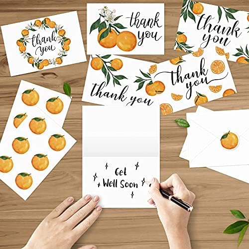 36Pack Little Cutie Agradecemos Vendção de Cartões com Envelopes Aguaristas laranja Clementine tem