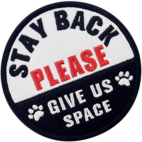 Tailwag Planet Service Dog Fique para trás, por favor, dê -nos espaciais moral de manchas táticas bordadas com figurador de fixação e emblema do loop