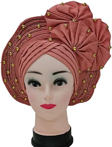 Já fez as cabeças da ASO OKE GELE com contas nigerianas Auto Gele Headtie Cabeça Africana Envolva turbante para