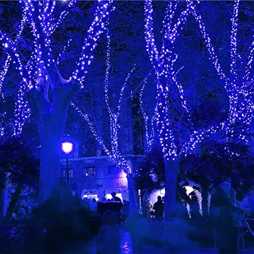 Luzes de cordas de Natal de Waterglide 200 LED, 66 pés de Natal ao ar livre Luzes de fadas de arame verde decorativo, 8 modos de iluminação, impermeabilizados e conectáveis ​​para decoração caseira de casamentos de jardim de festa, azul