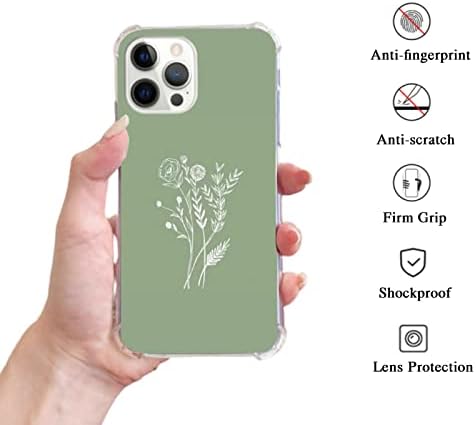Caixa de flores verde -sália OUBLIERT Compatível com iPhone 11 Pro Max, capa de botânica estética