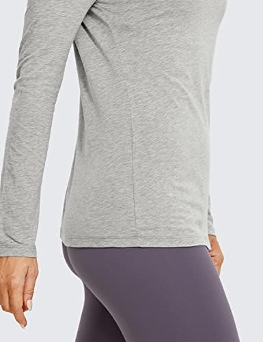 Camisetas leves de manga longa de ioga CRZ para mulheres de algodão esportivo de algodão de algodão Top Tops