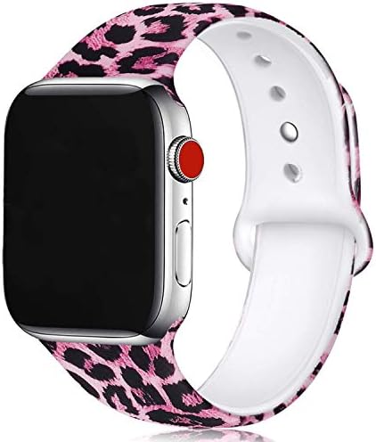 Bandas florais de estampa de animal rosa compatíveis com a Apple Watch Ultra SE Série 8/7/6/5/4/3/2/1,