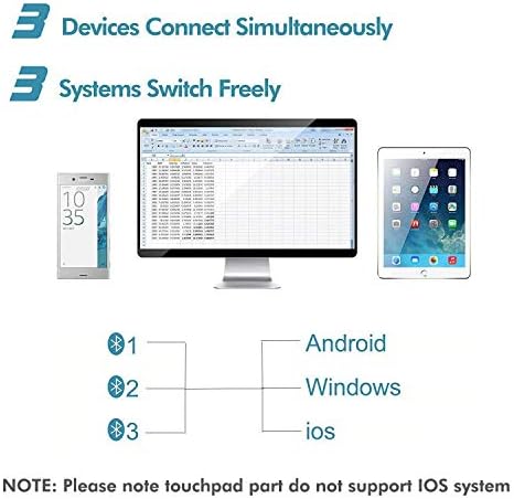 teclado Bluetooth do Iclever, teclado dobrável BK08 com touchpad sensível, teclado com sales de bolso com