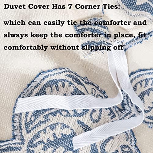 DUVETEX Floral Cotton Duvet Tampa King Size Bedding Conjunto Texturizado macio Comefflable respirável Jacquard Tampa de edredom com 2 travesseiros, fechamento de botões e gravatas