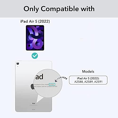 Compatível com iPad Air 5th Generation Case 2022 com porta -lápis, suporte de fólio de 10,9 polegadas para Apple