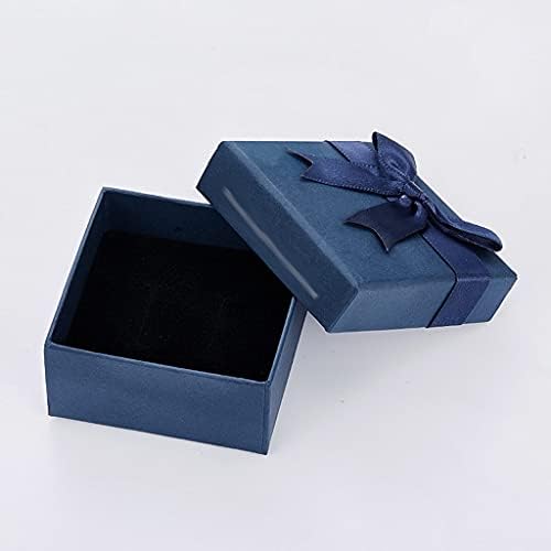 WSSBK Classic Classic Handmade Blue Bowknot Square Craft Paper Box Brincos Brincos de Jóias de Jóias de Jóias de Jóias
