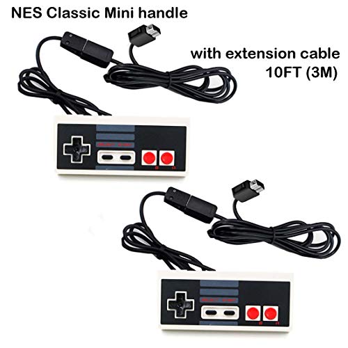 NES Classic Controller & Extension Cable, 2 pacote de cabo de extensão de 3m/10 pés com 2 pacote NES Mini