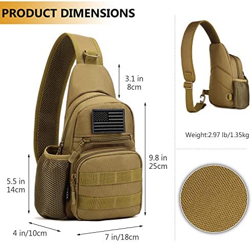 Protector Plus Tactical Sling Bag Molle Molle Crossbody Pack Mochila ombro no peito com mochila de bicicleta