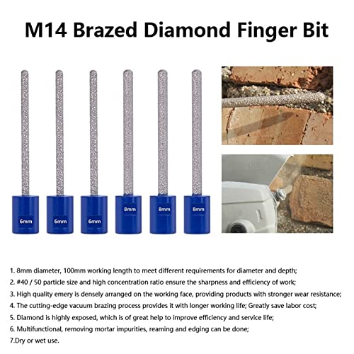 Gruni Diamond Milling Bit 6/8mm diâmetro com rosca M14 para aumentar o orifício de perfuração de perfuração de porcelana