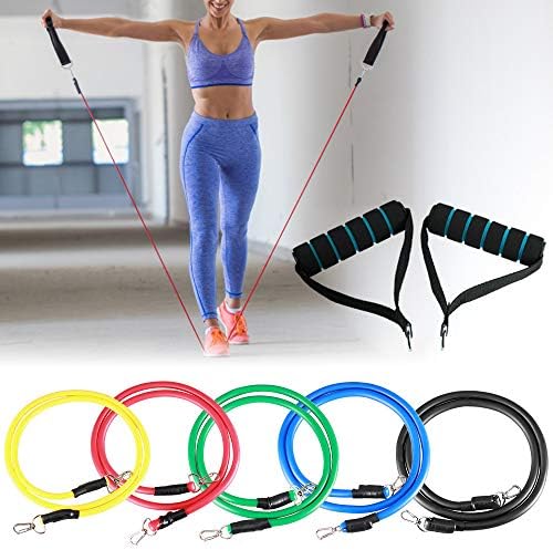 LIXADA 11PCS Bandas de resistência de fitness Definir bandas de tubo de exercício com âncoras de portas alças almofadadas de tiras de portas para ginástica de ginástica