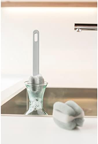 Vigar Essential Glass and Bottle Scruber com 2 recargas, escova de esponja combinada, sem arranha