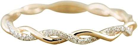Anéis de dedo yistu para mulheres fritas Twist Twist Diamond Set Anniversary Ring Diamond Shape Moda simples