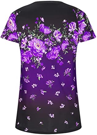 Túnica de túnica plus size para mulheres camisetas de impressão floral de verão de verão blusas de pescoço redondo de manga curta camisetas soltas