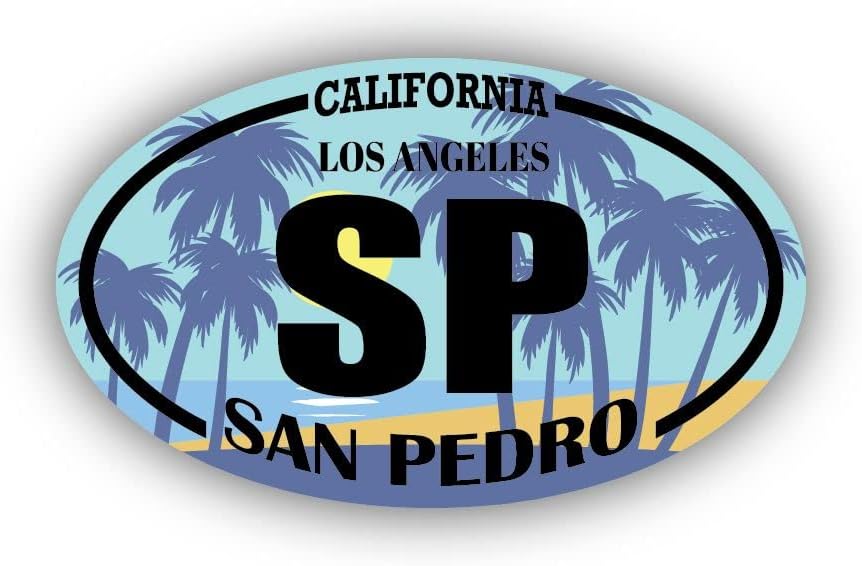 SP San Pedro California Los Angeles | Adesivos de referência à praia | Oceano, mar, lago, areia, surf, paddleboarding