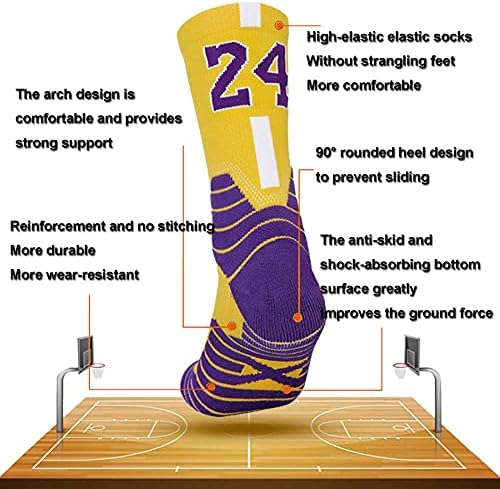 BingFone 3 pares de meias de basquete, meias de compressão, meias atléticas, meias esportivas para homens