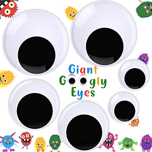 2/3/4 de polegada mista de olho no Google Olhos Auto Adesivo 6 Pacote Grande Black Giant Giant Wiggle Googly Eyes Stickers para DIY Scrapbooking Crafts Decorações, acessórios para brinquedos