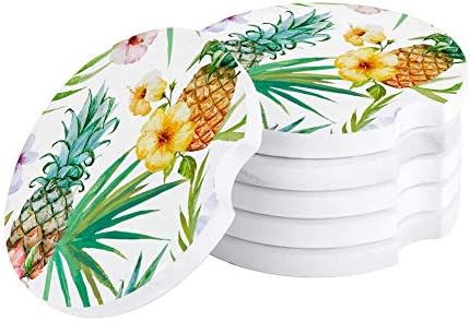 Coasters absorventes de carros para porta -copos, planta tropical de verão Fruit Fruit Pineapple - 2 peças Casa