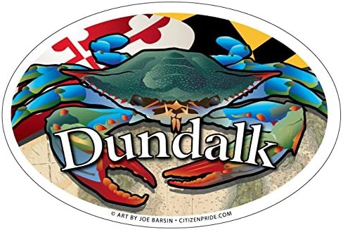 Citizen Pride Dundalk Maryland Blue Crab Oval Magnet, 6 x 4 polegadas - ímã de vinil de geladeira de carro