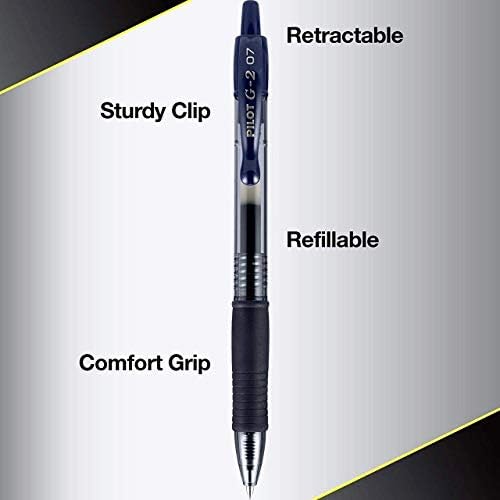 Pilot G2 Premium recarregável e retrátil canetas de gel de bola, ponto fino, tinta azul marinha, 12-pacote)