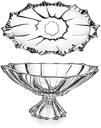 Coleção de Presentes Mundiais Plantica Cristal Modern Crystal Handsled Decorative Bowl - Tigela Oval de 14