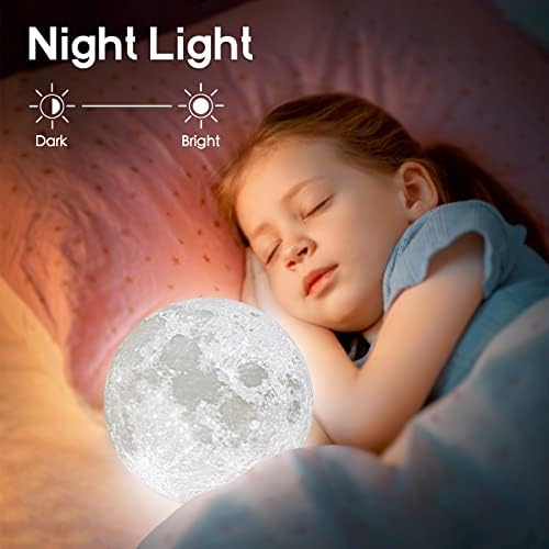Lâmpada da lua de Brightworld, Luz de Impressão 3D Luz de 7,1 polegadas Lua Night Light Gift para meninas meninos