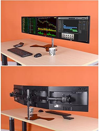 Cruhre Monitor Stand para o suporte do monitor triplo 17 -27 Três telas LCD Monitor Montagem da mesa, altura/inclinação/rotação ajustável, cada braço mantém até 17,6 lbs suportes de monitor