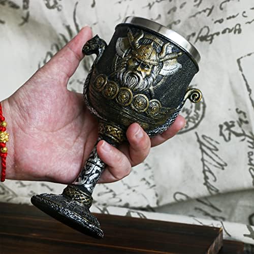Cálice medieval de vinho odin viking - nórdico Viking Warrior Dragon Ship Metal Cálice Cálice Viking Pirata Fãs Presentes Temáticos decoração de festa 7oz de aço inoxidável