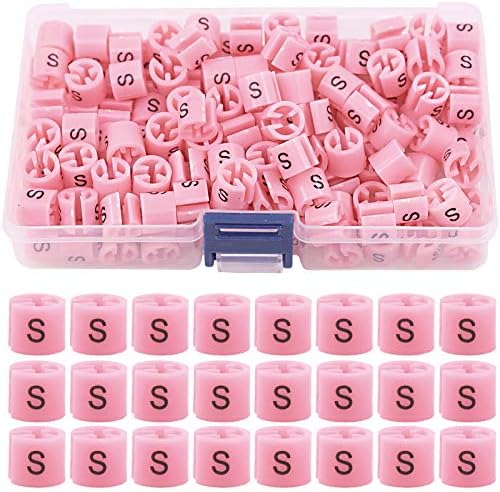 Swpeet 820pcs 9 tamanhos comuns Kit de sortimento de tamanho de cabide de plástico e 150pcs rosa 【tamanhos S】 Roupas de plástico Marcadores de tamanho de codificação de cores Tamanhos de cabide