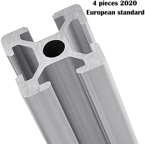 Kit de trilho de extrusão de alumínio, 4pcs 2020 Rail linear padrão europeu padrão, suporte de perfil de metal quadrado com slot com suporte interno para a impressora 3D e CNC